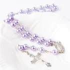 Hot Selling Religious Christianity Necklace Glass Pearl Rosary Necklace Cross Pendant Necklace crystal tasbeeh