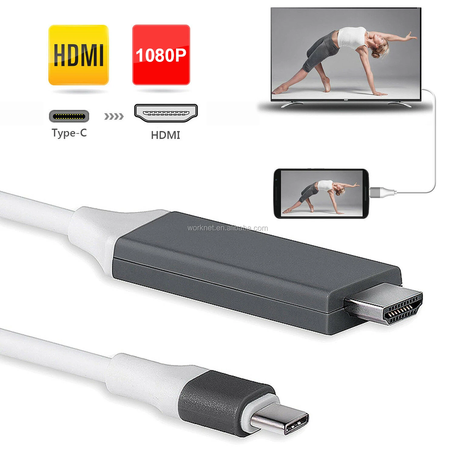2m type C to HDMI Cable Adaptor for MacBook Samsung Galaxy S9/S8/Note 9 Huawei P20 Pro USB-C HDMI Adapter - ANKUX.COM