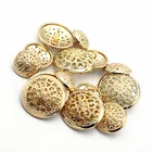 Shiny gold design brass metal shank buttons for men's shirt