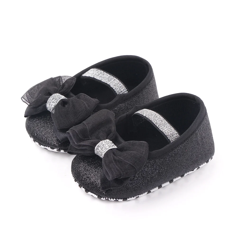 Cheap Beautiful Glitter Design Baby Shoes Girl Lovely Bow Kids Shoes Infant Toddler Princess Shoes factory