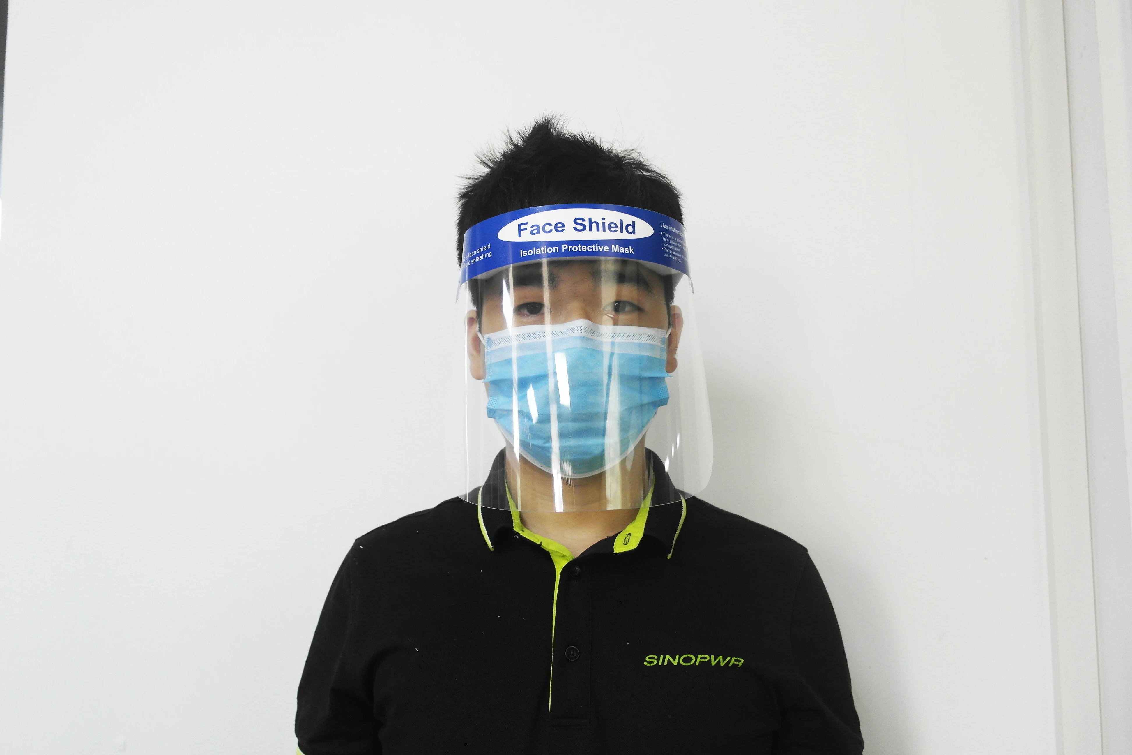 splash protective disposable face shield with anti-fogging film