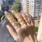 2020 Wholesale Initial Rings 18k Gold Plated Letter Adjustable Cubic Zirconia Ring For Girl Women And Men