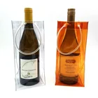Hot Selling Customized Logo PVC Wine Tote Bag Bottles Bag Cooler Ice Bag Transparent With Handle