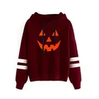 Women Print Hoodie New Fashion Women Halloween Clothing Pumpkin Print Brushed Fleece Hoodie Pullover Hoodie