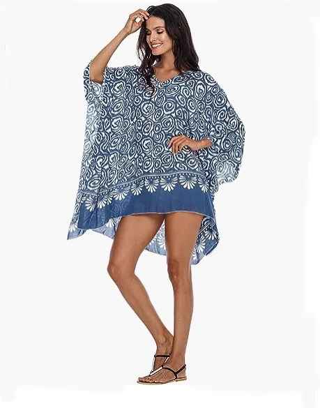 Caftan Poncho Beach Tunic Dress Womens Beach Swimsuit Cover Up Loose