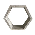 Widely Using Wood Floating Home Wall Decoration Hexagon Shelf