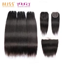 Bliss Toocci Brazilian Straight Hair Bundle 100% Human Hair Extension Virgin Hair Vendors Weave Bundles with Lace Closure
