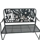 Bench Park Yard Furniture Cast Iron Frame Black Patio Birdcage Outdoor Garden Bench