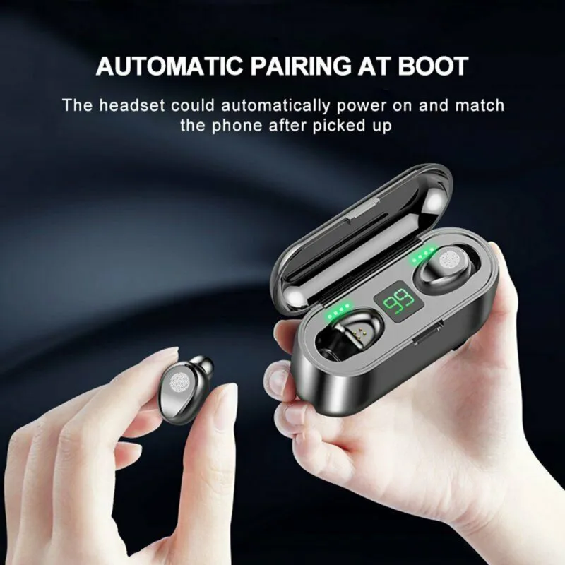 LED Power Display Wireless Earphone Smart Touch Bluetooth Headphone Sweatproof Earbuds BT Headset with Power Bank Charging Box - ANKUX.COM