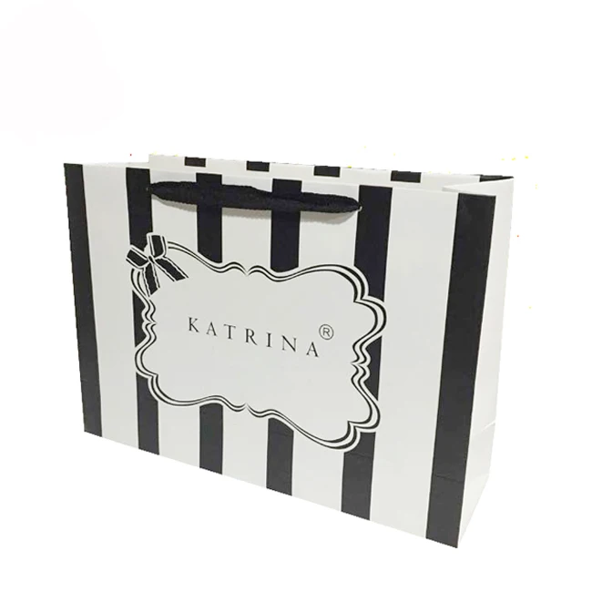 boutique shopping white paper gift bag bag with ribbon closure