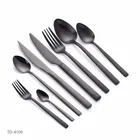 Stainless Steel Black Flatware Set Dinnerware Metal Plated Pvd Matt Titanium Fancy Dinner Matte Black Cutlery