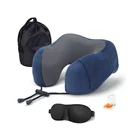 Flight Sleeping Resting Pillow Inflatable Travel Neck Pillow U shape Neck pillow with Eye Mask and Earplug