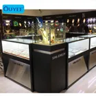 Mall Kiosk Jewelry Shop Decoration Design Tempered Glass Jewellery Counter Display Custom Jewelry Display Showcase