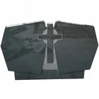 Black granite simple monument designs cross headstone tombstone