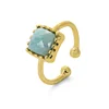 Fashion Latest Gold Finger Ring With Natural Stone & Shell Bezel Designs Finger Rings Jewelry Gold Plated Ring For Women