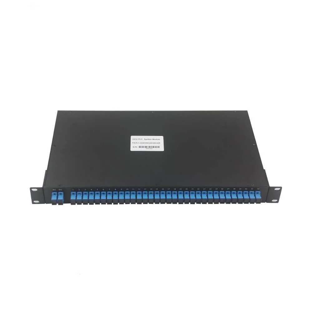 19 Inch 1RU Rack Mount Holding 2x32 Fiber Optic PLC Splitter with SC UPC Connector