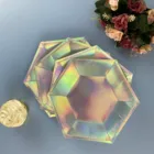 Romantic Dream Style Laser Silver Disposable Tableware Paper Plates For Wedding Party Supplies