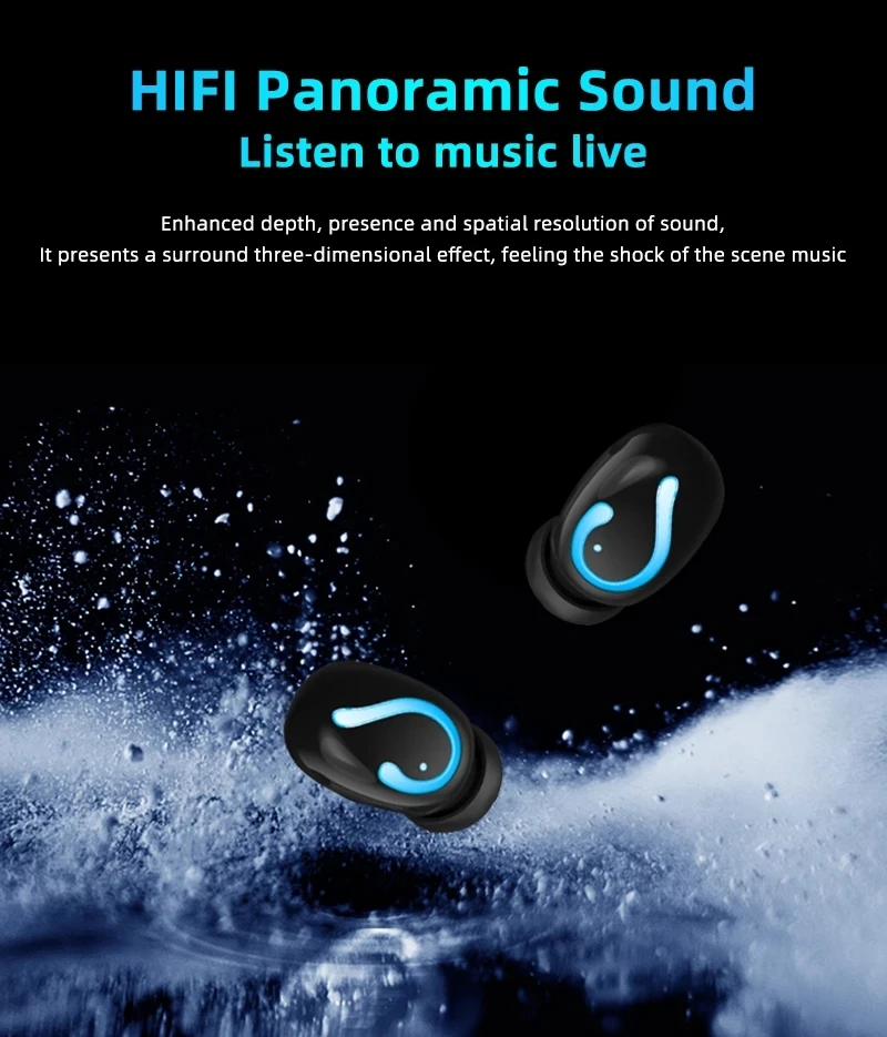 HQB-Q67 TWS Fashion Wireless Earbuds Bluetooth 5.0 3D Stereo Mini Headset Waterproof Sweatproof Hifi In-Ear Earphone 1500 mah - ANKUX.COM