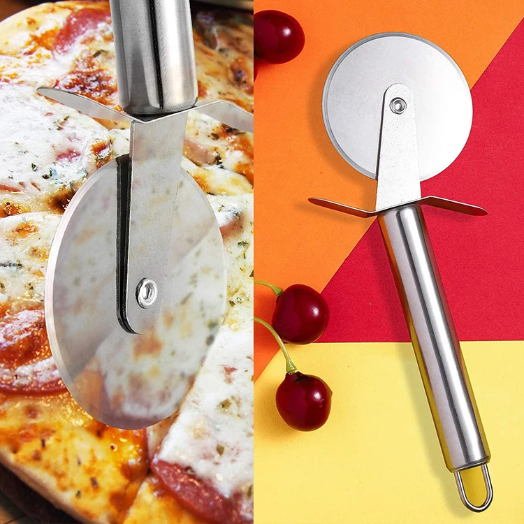 China Factory High Quality Ecofriendly Food Grade Premium 430 Stainless Steel Pizza Cutter Wheel Home Pizza Knife 