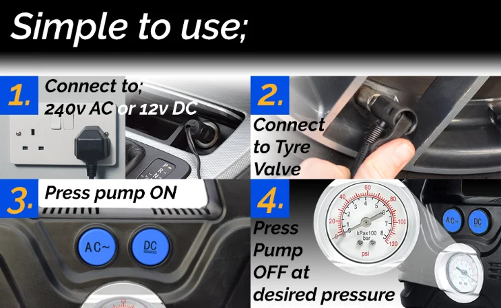 240v 12v tyre inflator