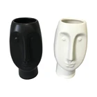 funny modern human head shape ceramic face flower vases for home decor