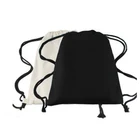 Custom logo printed canvas cotton drawstring bag with double string