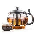 880ML big capacity white glass and stainless steel tea coffee pot with lid and strainer japanese glass teapot