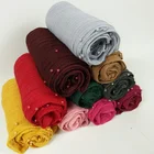 Hot Sale Pleated With Pearl Beads Scarf Chiffon Hijab For Ladies