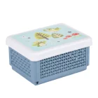 Small plastic storage cheap rectangle foldable baskets with lid for household