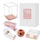 Light Luxury Office Gift Set Acrylic Rose Gold Stapler Organizer Supplies Desktop Accessories for Women
