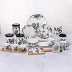 wholesale ceramic black and dinner plate dinnerware set porcelain dinner plates sets
