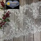 Top-level 36cm breadth black/white floral corded eyelash lace trim