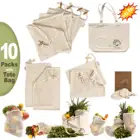 GOTS certified natural tote for fruits and vegetables produce reusable organic cotton mesh bags
