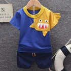 100% cotton boy 2 piece suit kids simple children clothing set