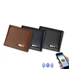 hot sale genuine leather anti lost smart wallet for men