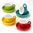Espresso Cups and Saucers by Easy Living Goods - 3-Ounc ceramic Coffee mug set