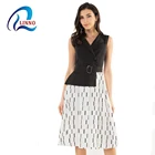 Turn-down collar sleeveless sexy clothes dresses women lady elegant summer
