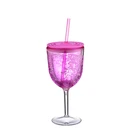 Glass Cups 12oz Plastic Wine Glass With Lid And Straw Plastic Colored Goblets Customized Party Cups