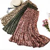 AL5257W Autumn winter leopard print pleated skirts long korean elegant women A-line skirt