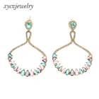 Colorful rainbow glass drop earrings hot sale fashion cz cute earrings for women