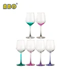 Classic bottom colored design long stem transparent clear glass red wine glass tumbler cup