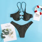 New Brazilian Women High Cut Swimwear Casual Fashion Women Swimwear Bikini Pure Color Womens Thong Swimsuit