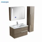 80cm Engineered Wood Oak Bathroom Cabinet Wall Hung Vanity