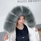Vest Fur Fur Collar Women Down Leather Coat Hooded Vest Jacket Fox Fur Collar Wrap Scarf