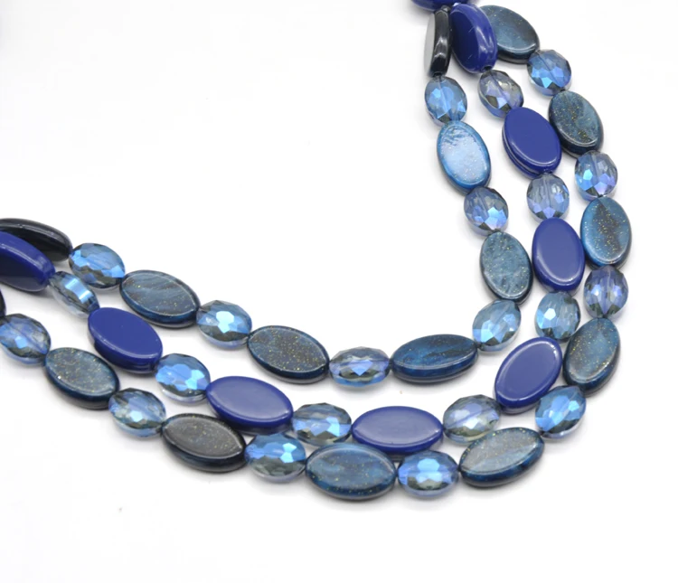 2021 Spring summer collection 3 layers acrylic flat beads link chain women necklace
