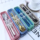 Korean No.3 304 stainless steel wheat tableware set tableware gift set chopsticks spoon fork set