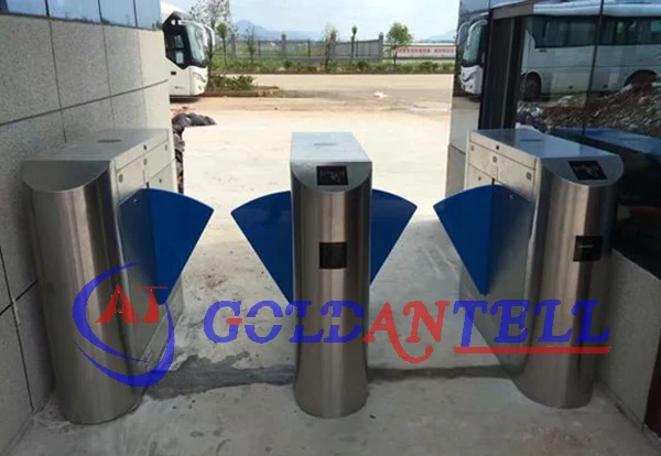 Intelligent Flap Turnstile with RFID Interface 304 Grade Stainless Steel IP54 Protection for 30-40 Persons per Minute