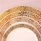 Plastic dinner set disposable reusable restaurant plate with lace hot stamp