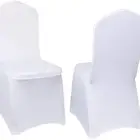 100 Pcs White Chair Covers Polyester Spandex Stretchable Chair Cover Stretch Slipcovers For Wedding Party Dining Banquet