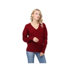 Hot sale women fashion v neck custom lady sweater knit